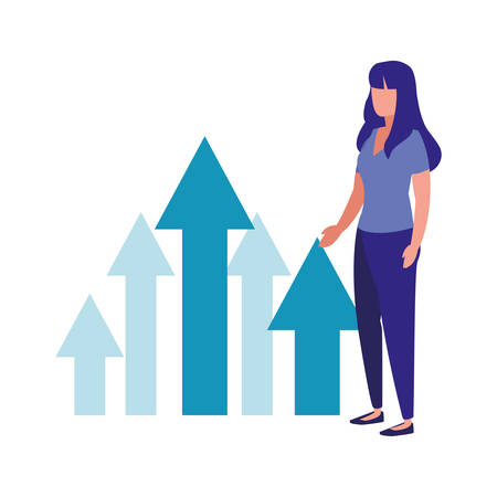 business woman and growth arrows vector illustrationのイラスト素材
