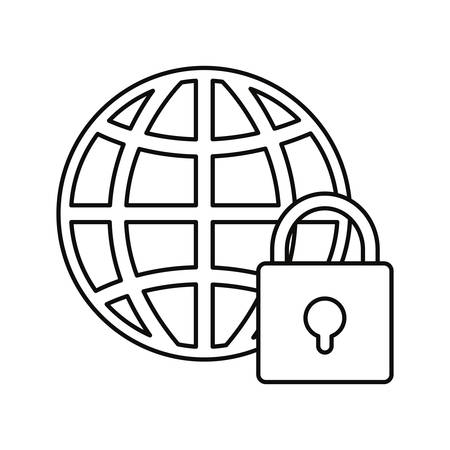 world security on white background vector illustration outline vector illustrationのイラスト素材