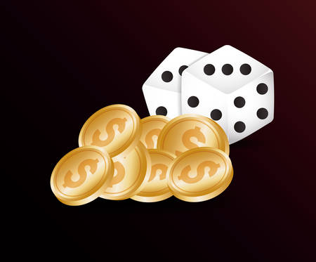 casino gamble golden coins money dices vector illustrationのイラスト素材