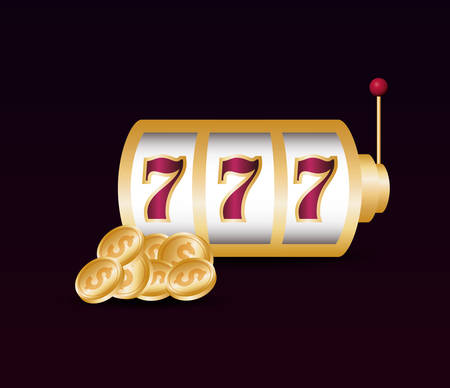 slot machine gold coins money casino gamble vector illustrationのイラスト素材