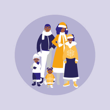 group of family with clothes christmas vector illustration designのイラスト素材