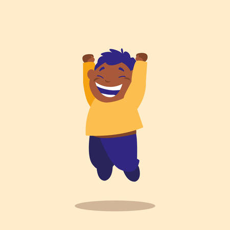 cute little boy jumping avatar character vector illustration designのイラスト素材
