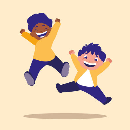 cute little children jumping avatar character vector illustration designのイラスト素材