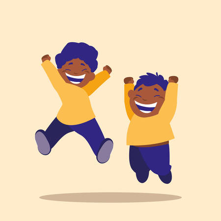 cute little children jumping avatar character vector illustration designのイラスト素材