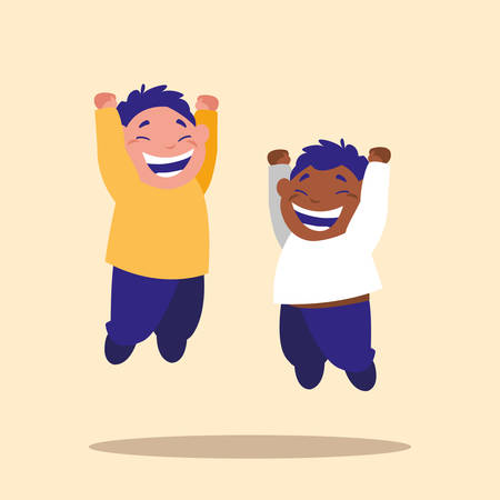 cute little children jumping avatar character vector illustration designのイラスト素材