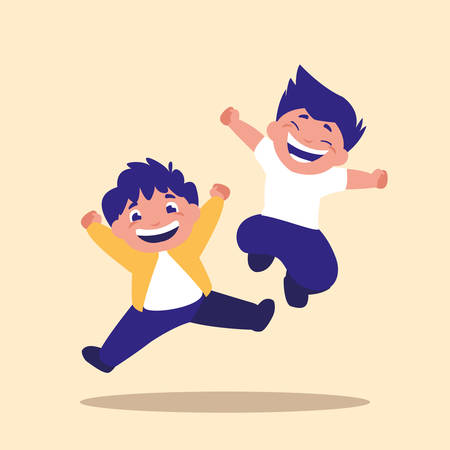 cute little children jumping avatar character vector illustration designのイラスト素材