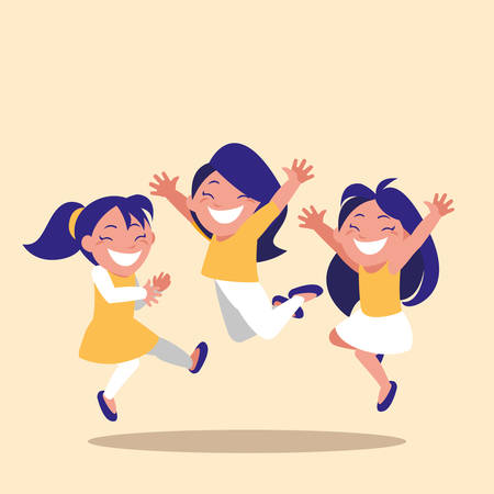 cute little girls celebrating avatar character vector illustration designのイラスト素材