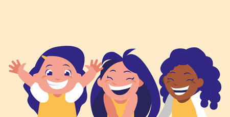 cute little girls avatar character vector illustration designのイラスト素材