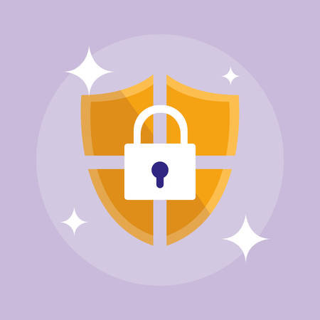 shield broken with padlock isolated icon vector illustration designのイラスト素材