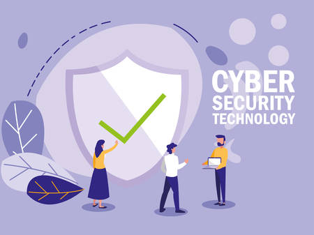 people and shield with check symbol vector illustration design