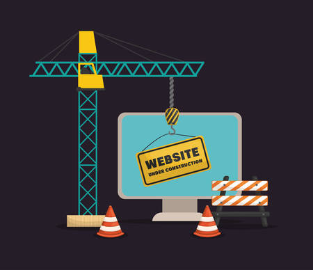 website under construction with desktop computer vector illustrationのイラスト素材