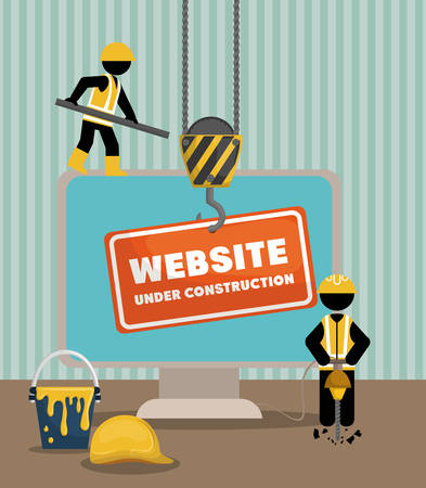 website under construction with desktop computer vector illustrationのイラスト素材
