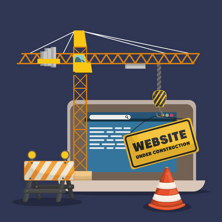 website under construction with laptop vector illustration designのイラスト素材