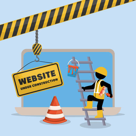 website under construction with laptop vector illustration designのイラスト素材
