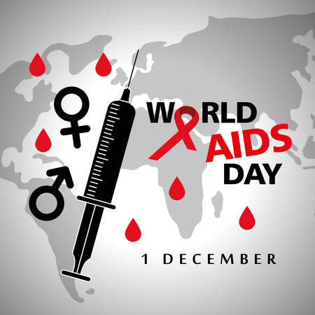 world aids day with earth planet vector illustration designのイラスト素材