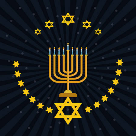happy hanukkah card with chandelier vector illustration designのイラスト素材