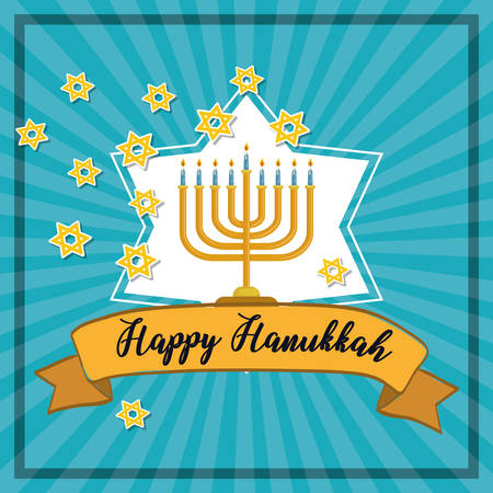 happy hanukkah card with chandelier vector illustration designのイラスト素材