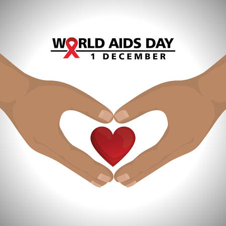 world aids day with hands and heart vector illustration designのイラスト素材