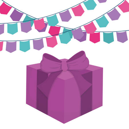 gift box with garlands vector illustration desingのイラスト素材