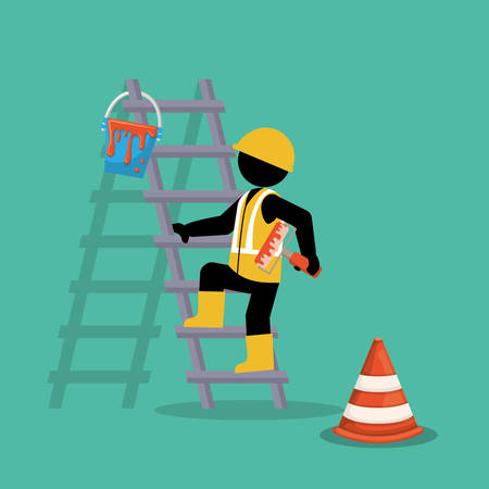 painter in stairs working vector illustration designのイラスト素材