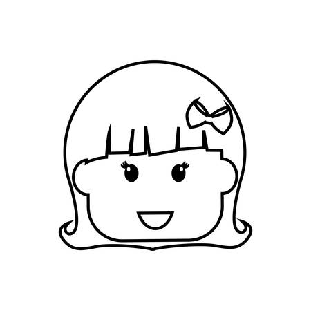 beautiful little girl head character vector illustration designのイラスト素材