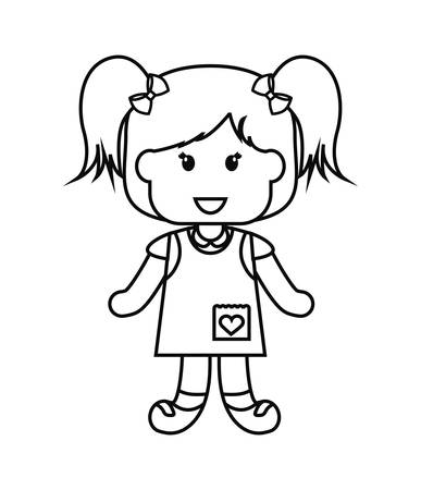 beautiful little girl character vector illustration designのイラスト素材