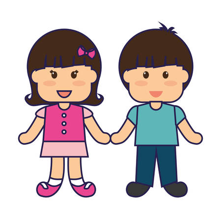cute little kids couple vector illustration designのイラスト素材