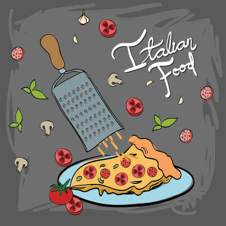 delicious italian food menu vector illustration designのイラスト素材