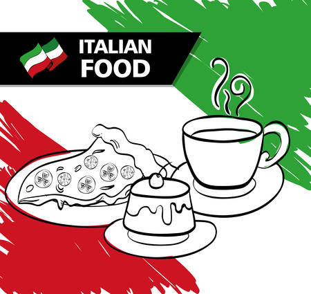 italian flag with delicious food menu vector illustration designのイラスト素材