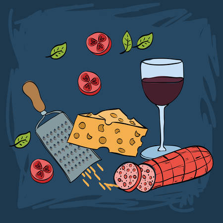 delicious italian food menu vector illustration designのイラスト素材