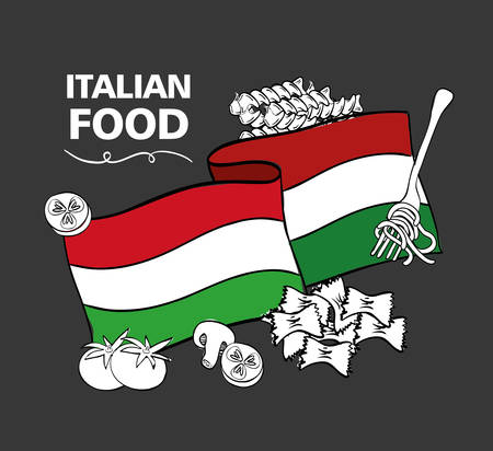 italian flag with delicious food menu vector illustration designのイラスト素材