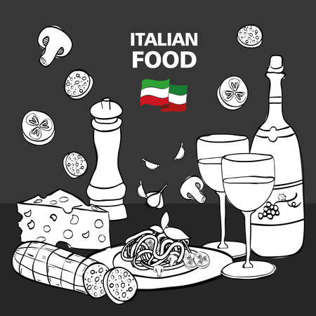 delicious italian food menu vector illustration designのイラスト素材