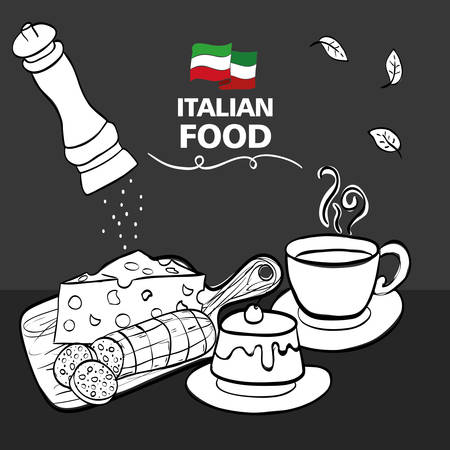 delicious italian food menu vector illustration designのイラスト素材