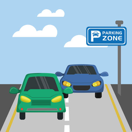 cars with parking signal vector illustration designのイラスト素材