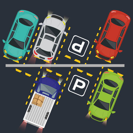 parking zone air view scene vector illustration designのイラスト素材