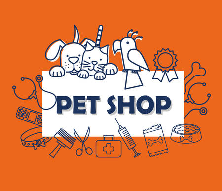 mascots with pets shop set icons vector illustration designのイラスト素材