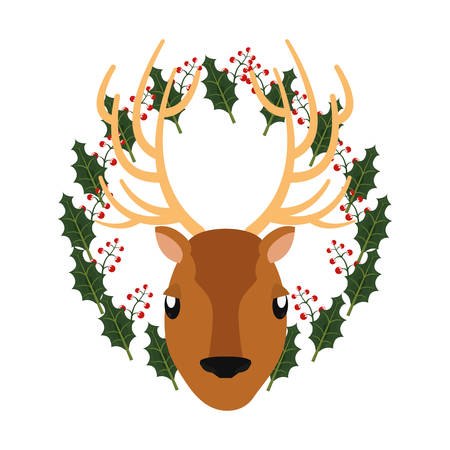 christmas reindeer floral decoration design vector illustrationのイラスト素材