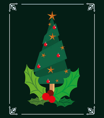 pine tree branches christmas decoration vector illustrationのイラスト素材