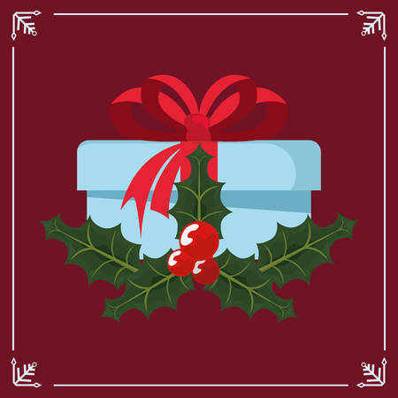 christmas gift box floral decoration vector illustrationのイラスト素材