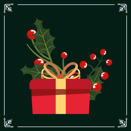 christmas gift box floral decoration vector illustrationのイラスト素材