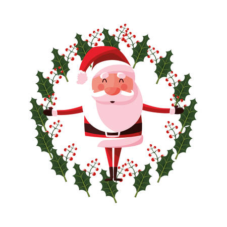christmas santa claus wreath decoration vector illustrationのイラスト素材