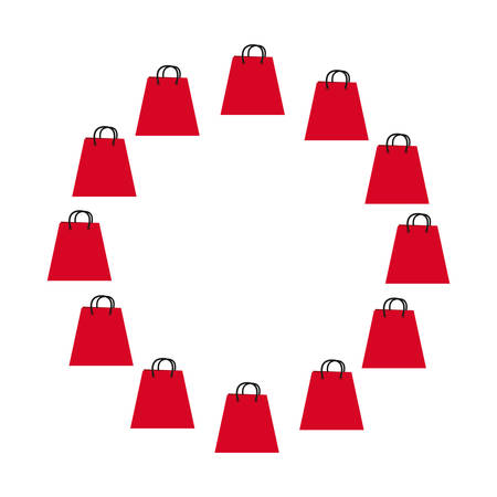 online shopping bags circle on white background vector illustrationのイラスト素材