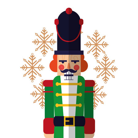christmas nutcracker toy snowflakes decoration vector illustrationのイラスト素材
