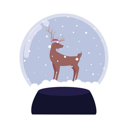 christmas reindeer snow globe decoration vector illustrationのイラスト素材