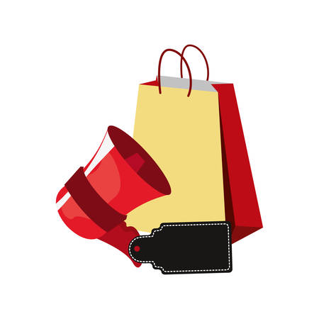 online shopping bag megaphone tag price vector illustrationのイラスト素材