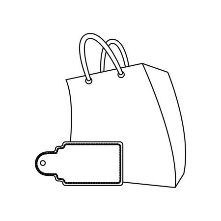 shopping bag tag on white background vector illustration outlineのイラスト素材