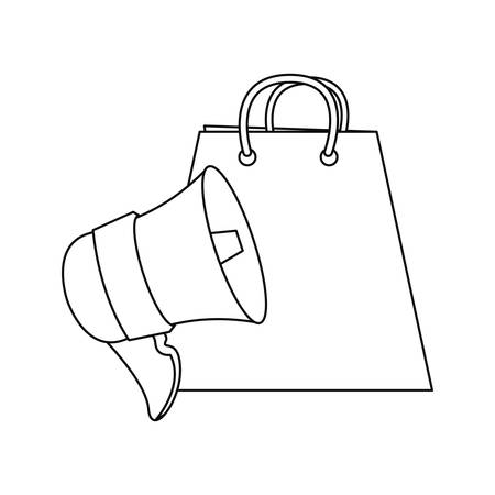megaphone shopping online on white background vector illustration outlineのイラスト素材