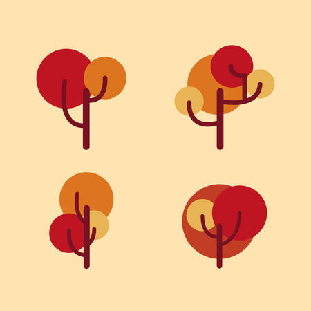 set of trees nature botanical vector illustrationのイラスト素材