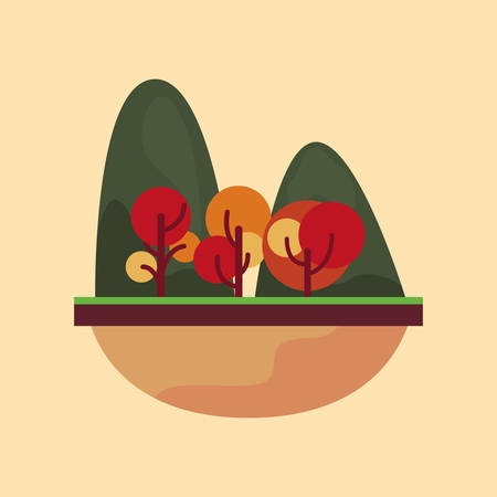 trees mountains nature forest scene vector illustrationのイラスト素材