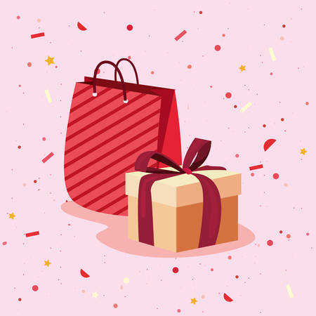 gift box confetti celebration event vector illustrationのイラスト素材